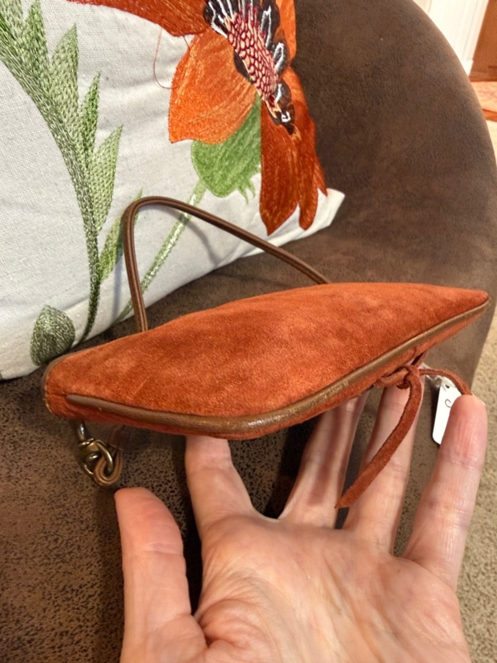 VINTAGE COACH WRISTLET LACED CORSET BRASS CHARM TASSEL RARE Y2K RUST SUEDE NWT - Picture 10 of 16